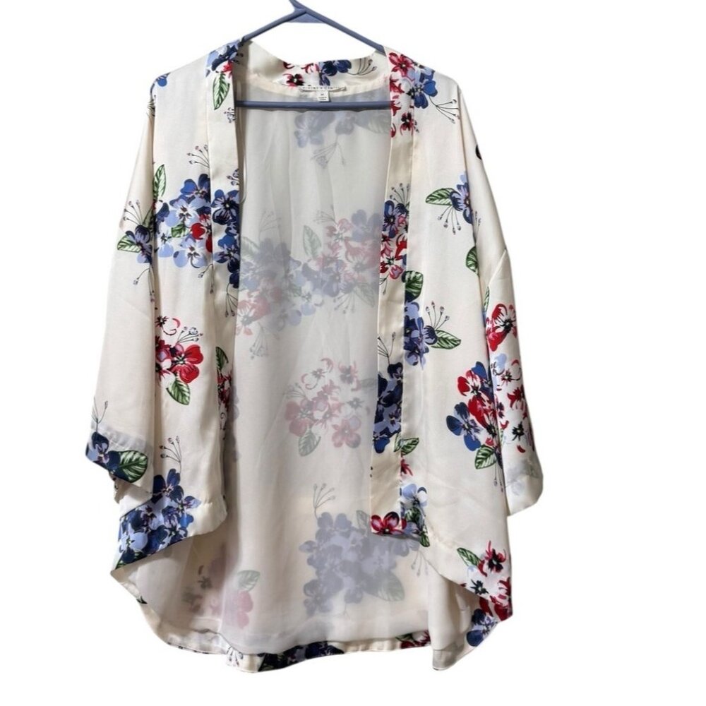 Violet Claire Floral Open‎ Front Kimono Cardigan Size Medium Cottagecore Peasant